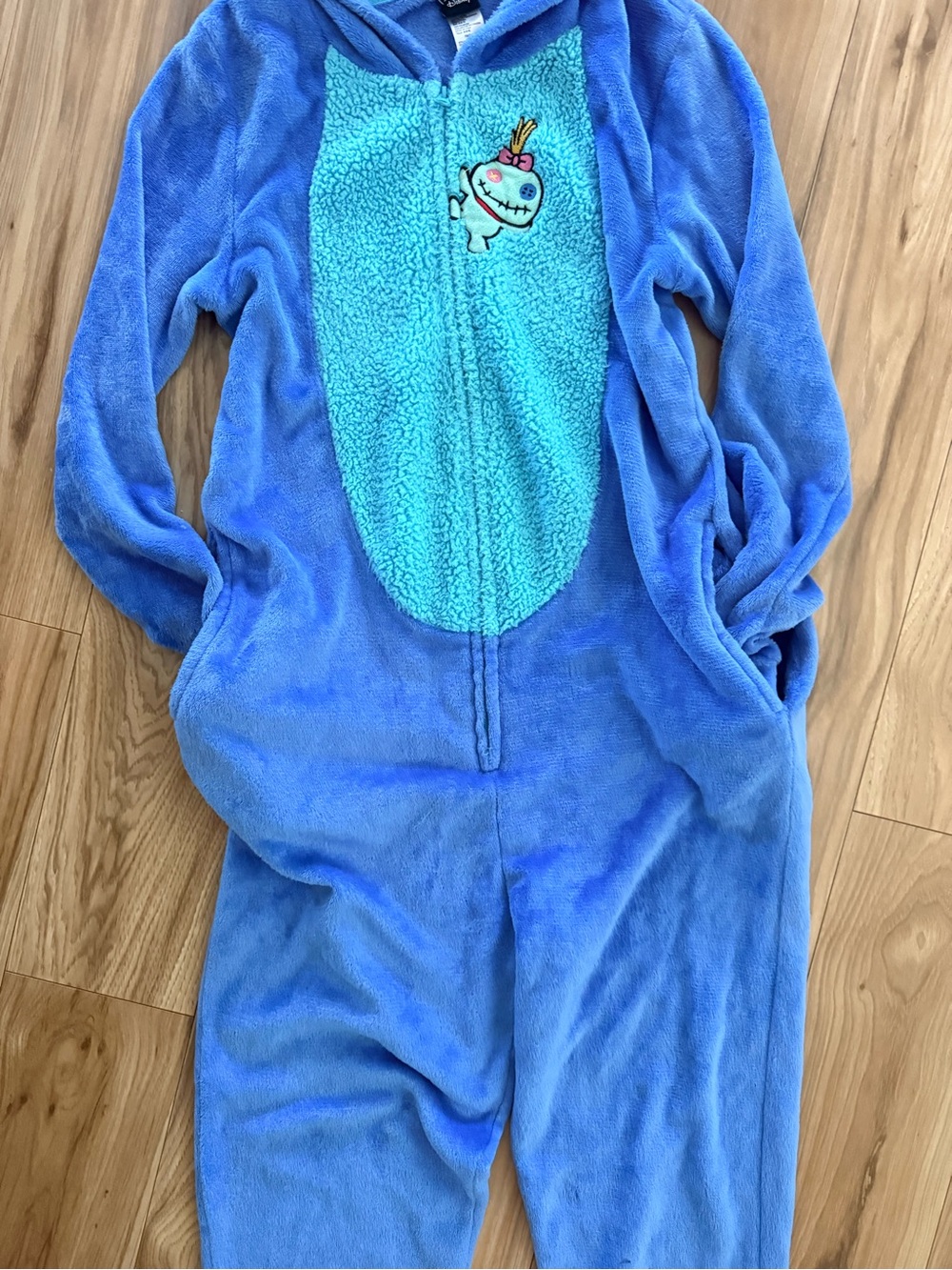 Disney Blue Stitch Hooded adult Onesie with Character Hood